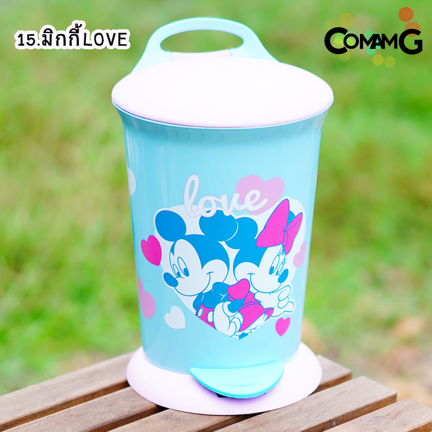 ถังขยะแบบเหยียบ มีถังซ้อนด้านใน ขนาด29*20ซม ลายการ์ตูน ลิขสิทธิ์แท้