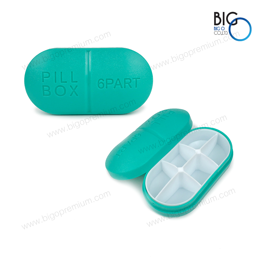 กล่องใส่เม็ดยารูปแคปซูล 6 ช่อง (Pill Box Capsule)