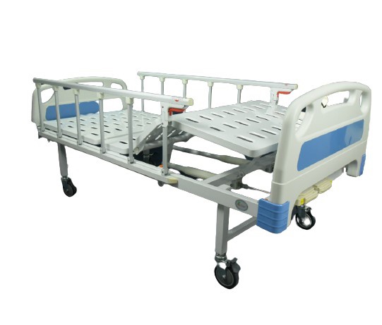 เตียงผู้ป่วยมือหมุน 2 ไกร์ หัว-ท้าย ABS ราวสไลด์ (Manual Hospital Bed) + แถมพิเศษ ฟูกที่นอน 4 ตอน