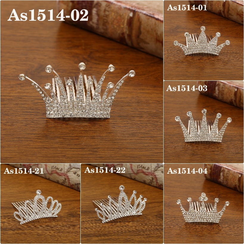 As1514- มงกุฏขนาดเล็ก แบบหวีปักได้เลย ด้วยวัสดุที่ดีดูมีราคา ประดับเพชรแวววาวสวยดูดี ดูน่ารัก