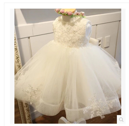 Gd31501 พร้อมส่งจากไทย ชุดเดรสออกงานเด็กสีขาว ชุดราตรีเด็กหญิงทรงสั้น