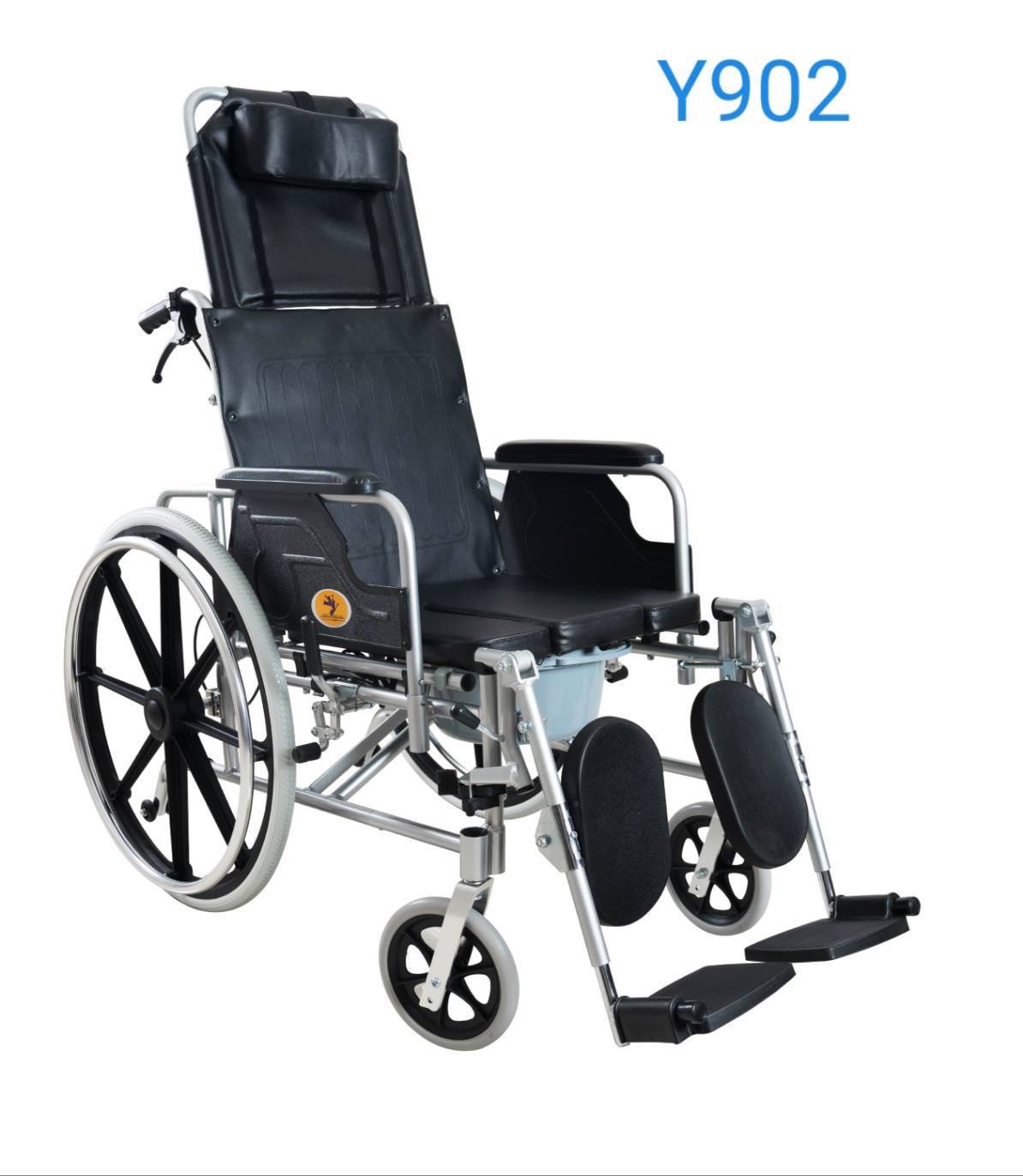 รถเข็นนั่งถ่ายปรับนอน อลูมิเนียมอัลลอยด์ พับได้ ล้อหลัง 24 นิ้ว
