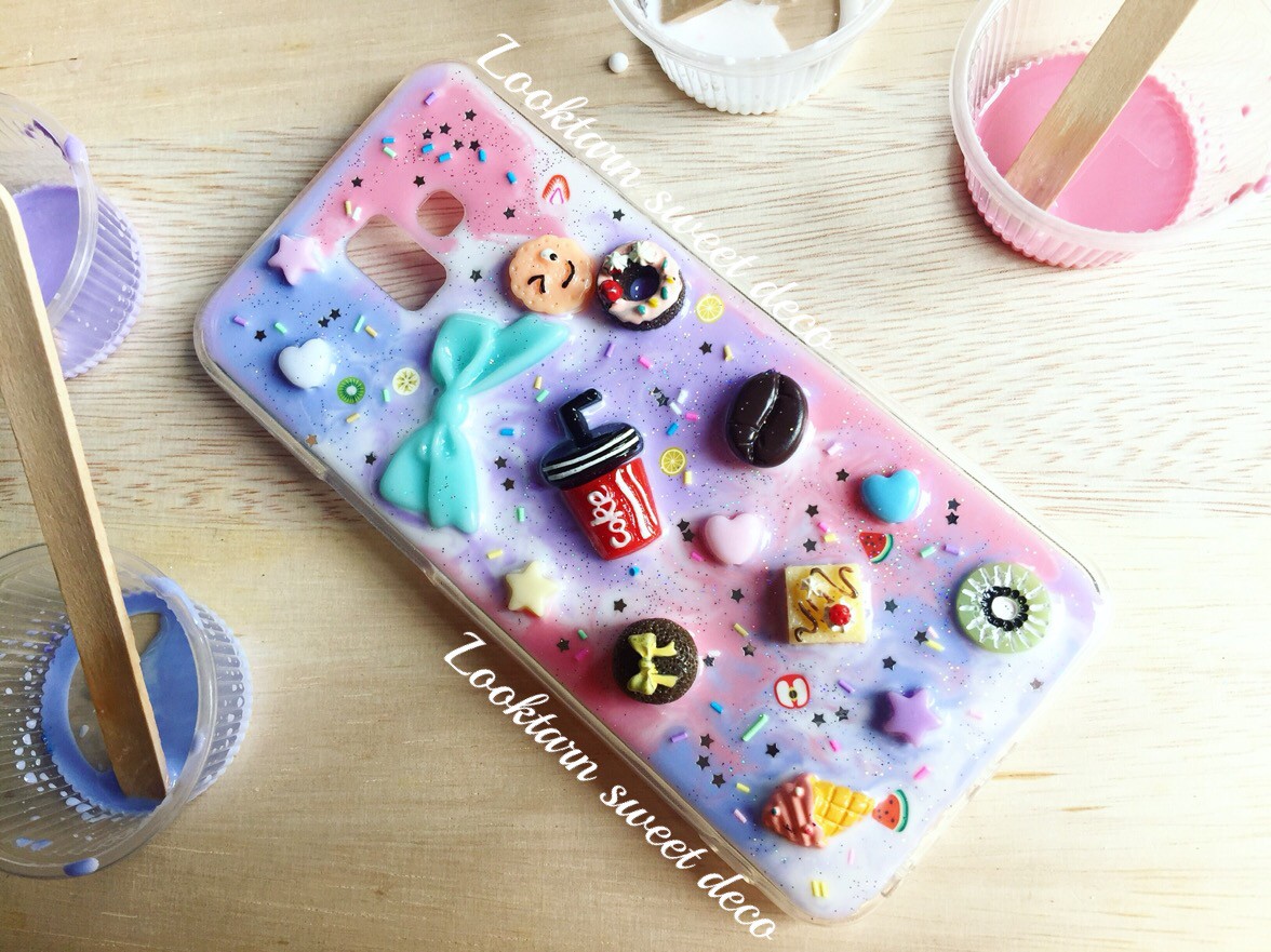 เคสชมพู ขาว ฟ้าคราม เพิ่มกลิสเตอร์