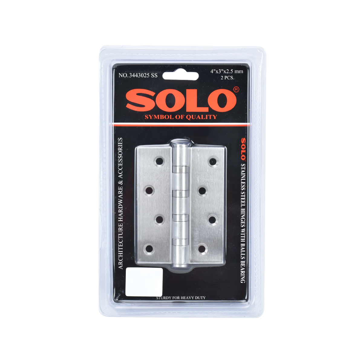 SOLO บานพับสแตนเลสโซโล 3443025 SS 4"x3"x2.5 มม.