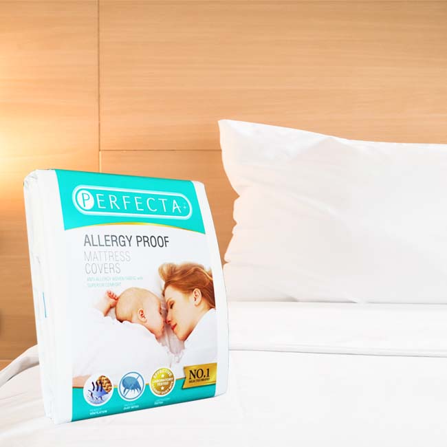 ผ้าปูที่นอนกันไรฝุ่น ขนาดเตียง 6 ฟุต แบรนด์ PERFECTA ( King Size )