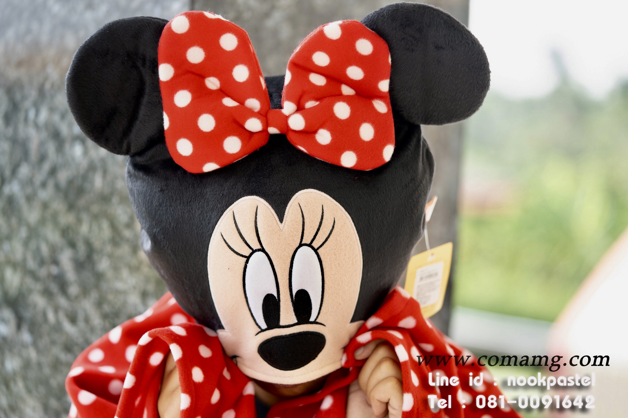 หมวกผ้าห่ม คลุมไหล่ ลายมิกกี้&มินนี่ รุ่นถอดได้ ลิขสิทธิ์แท้