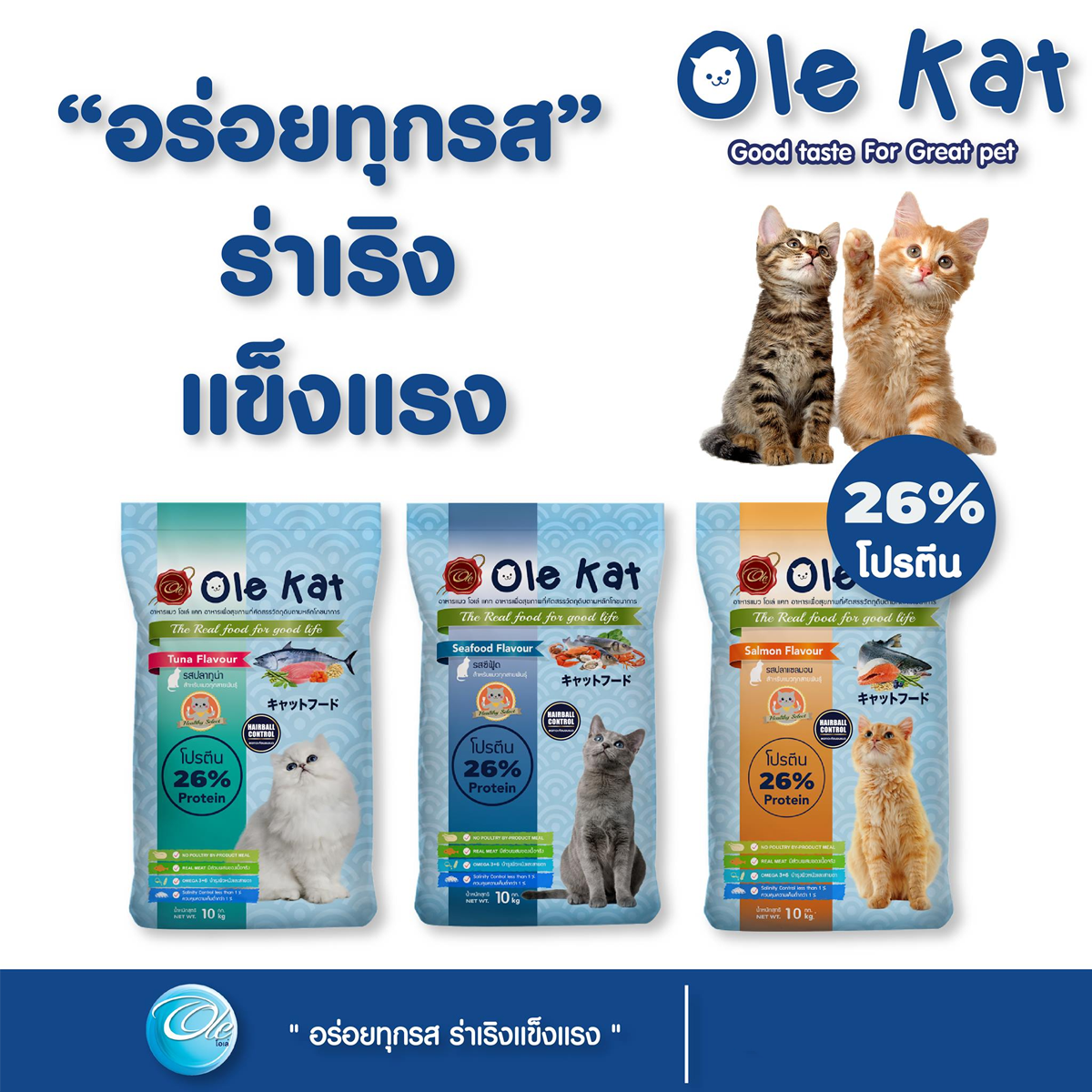 (3ถุงราคาพิเศษ) Ole Cat Food โอเล่ อาหารสำหรับแมวโต ชนิดเม็ด ขนาด 1KG