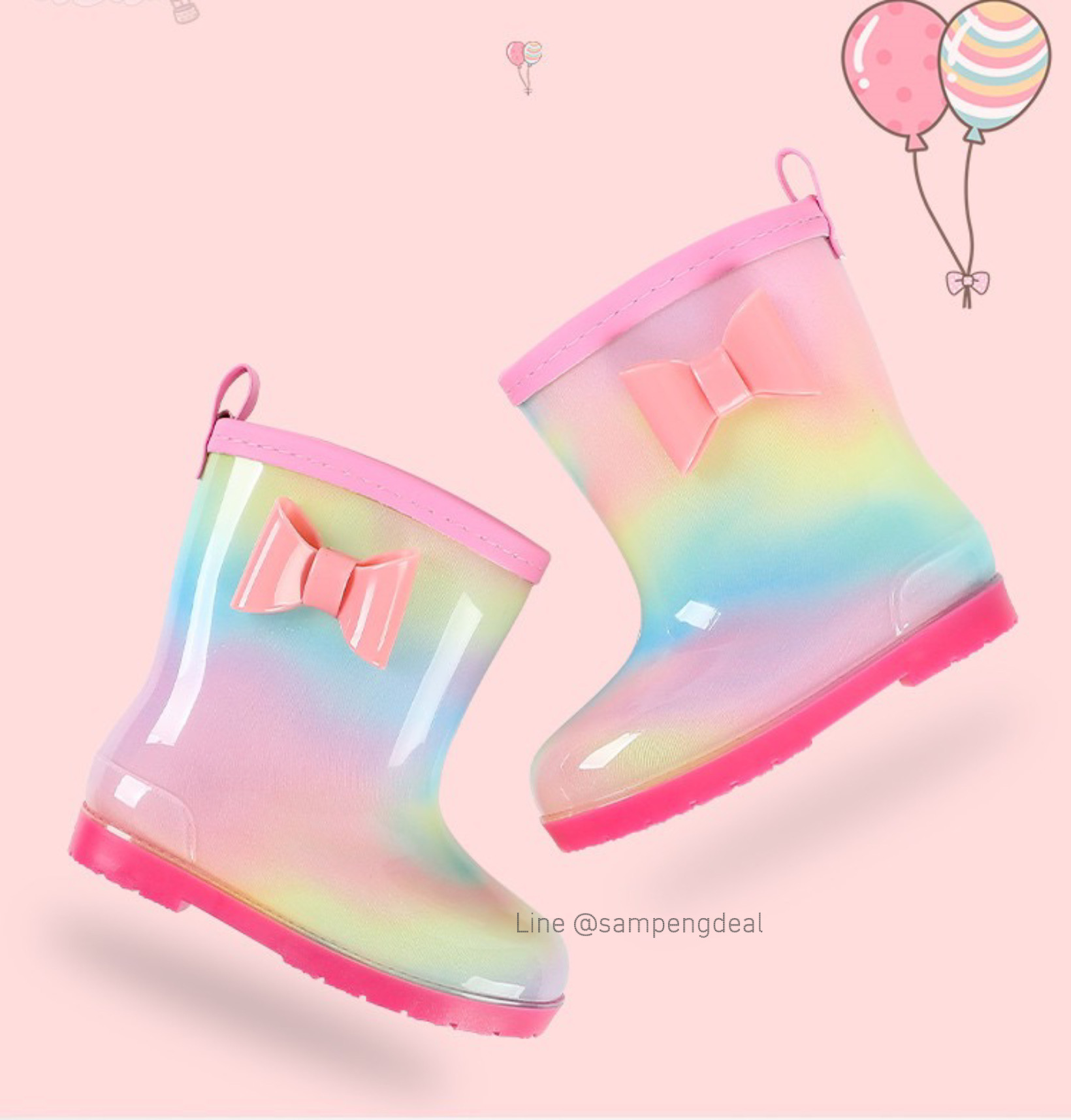 รองเท้าบูทเด็ก ลายใหม่ล่าสุด🌈 🎀พร้อมส่งจากไทย /ขนาด 15-21ซม.
