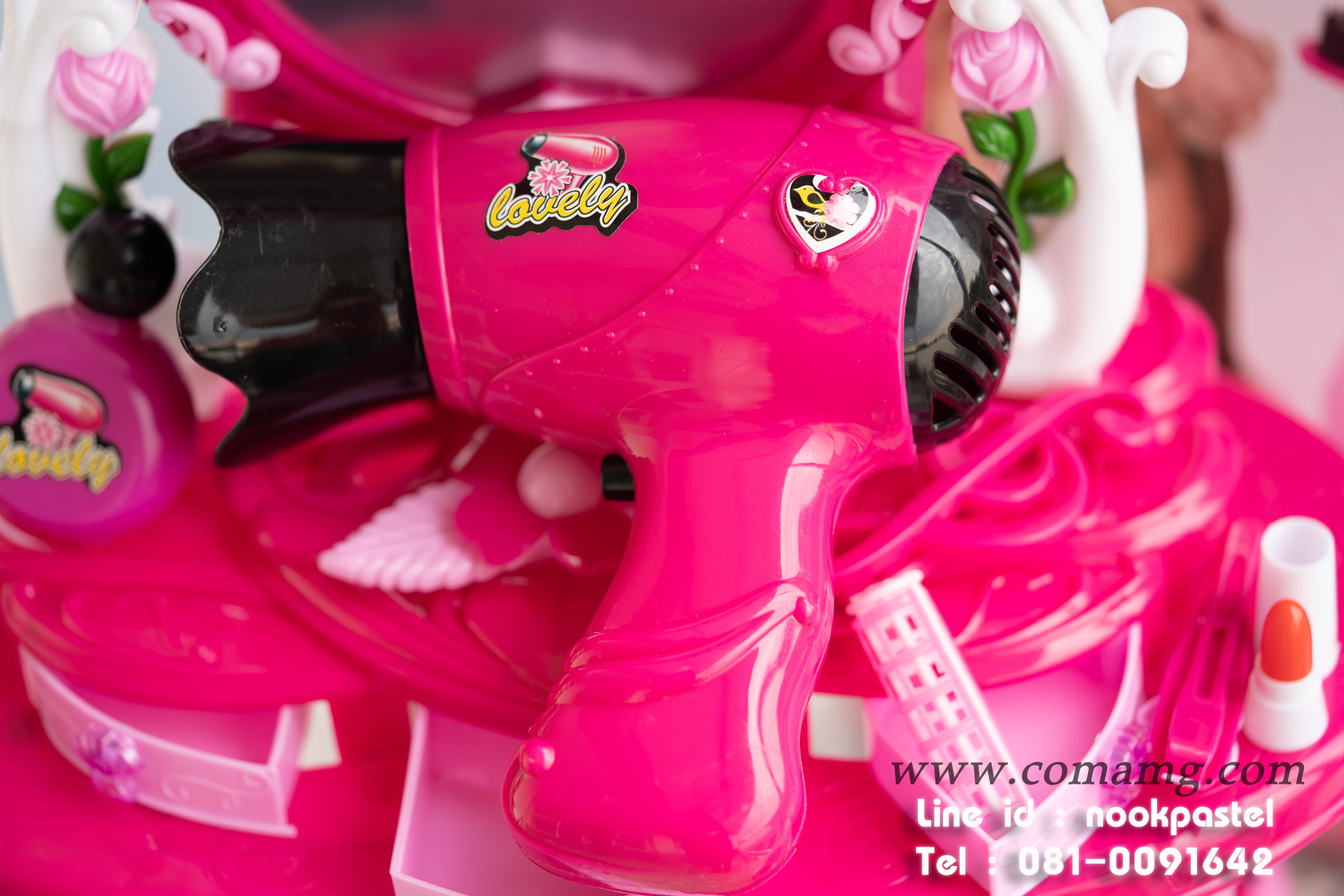 โต๊ะแต่งตัว สีชมพู (มีไฟ+มีเสียง)