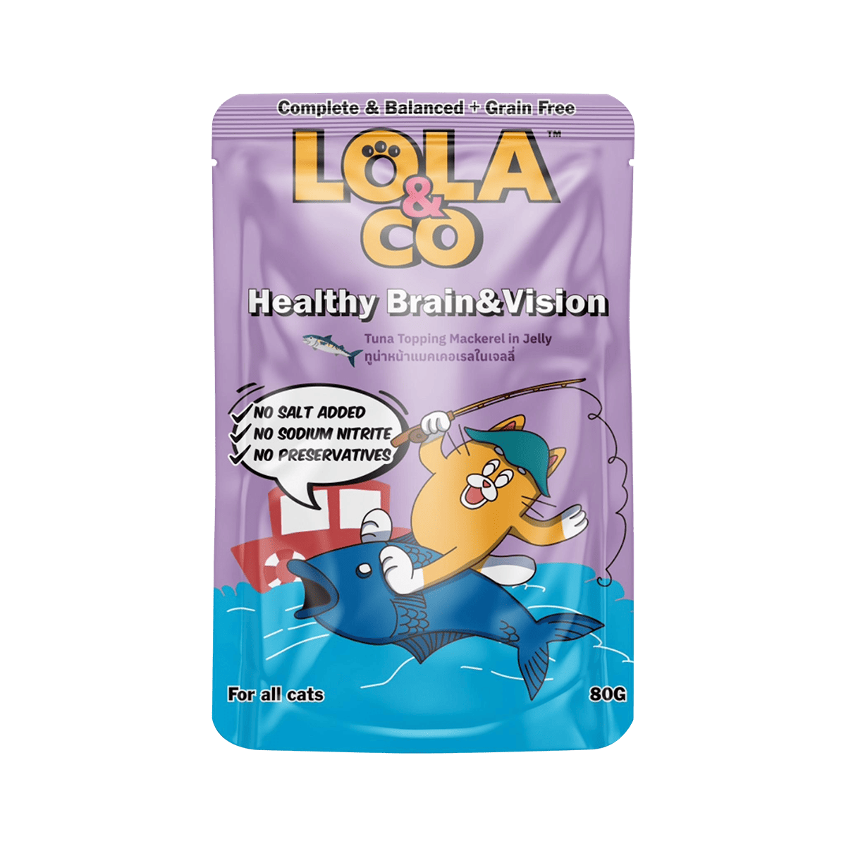 Lola&Co อาหารเปียกแมว Complete & Balance ขนาด 80g (12 ซอง) โภชนาการครบ ไม่เติมเกลือ Grain‑free ราคาน่ารัก เหมาะกับทุกวัย