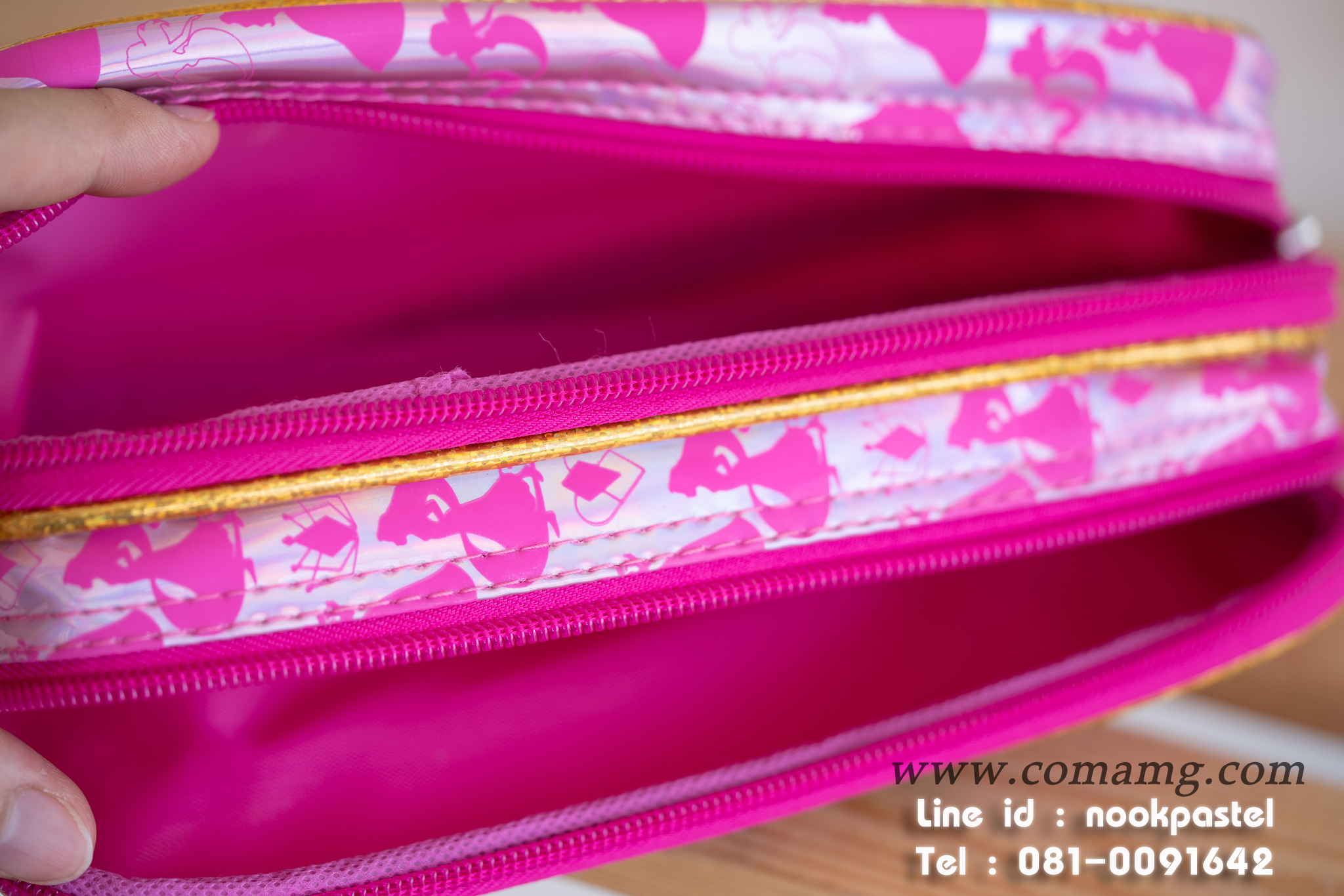 กระเป๋าใส่เครื่องเขียนเจ้าหญิงราพันเชล ซิลเดอร์เลล่า เบล แอเรียล (disney princess) สีชมพู ลิขสิทธิ์แท้