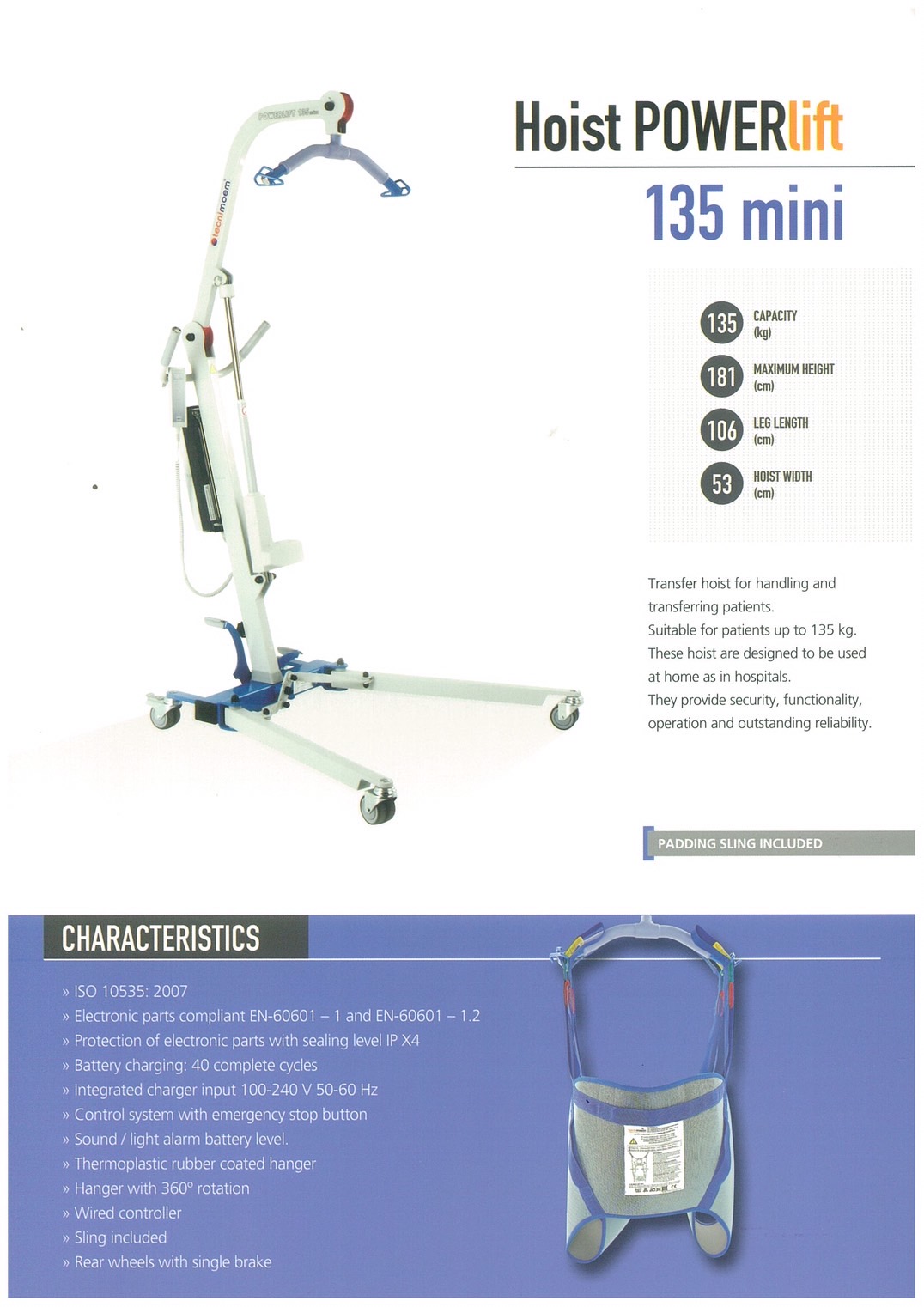 เครื่องช่วยยกผู้ป่วยระบบไฟฟ้า แบรนด์ Tecnimoem