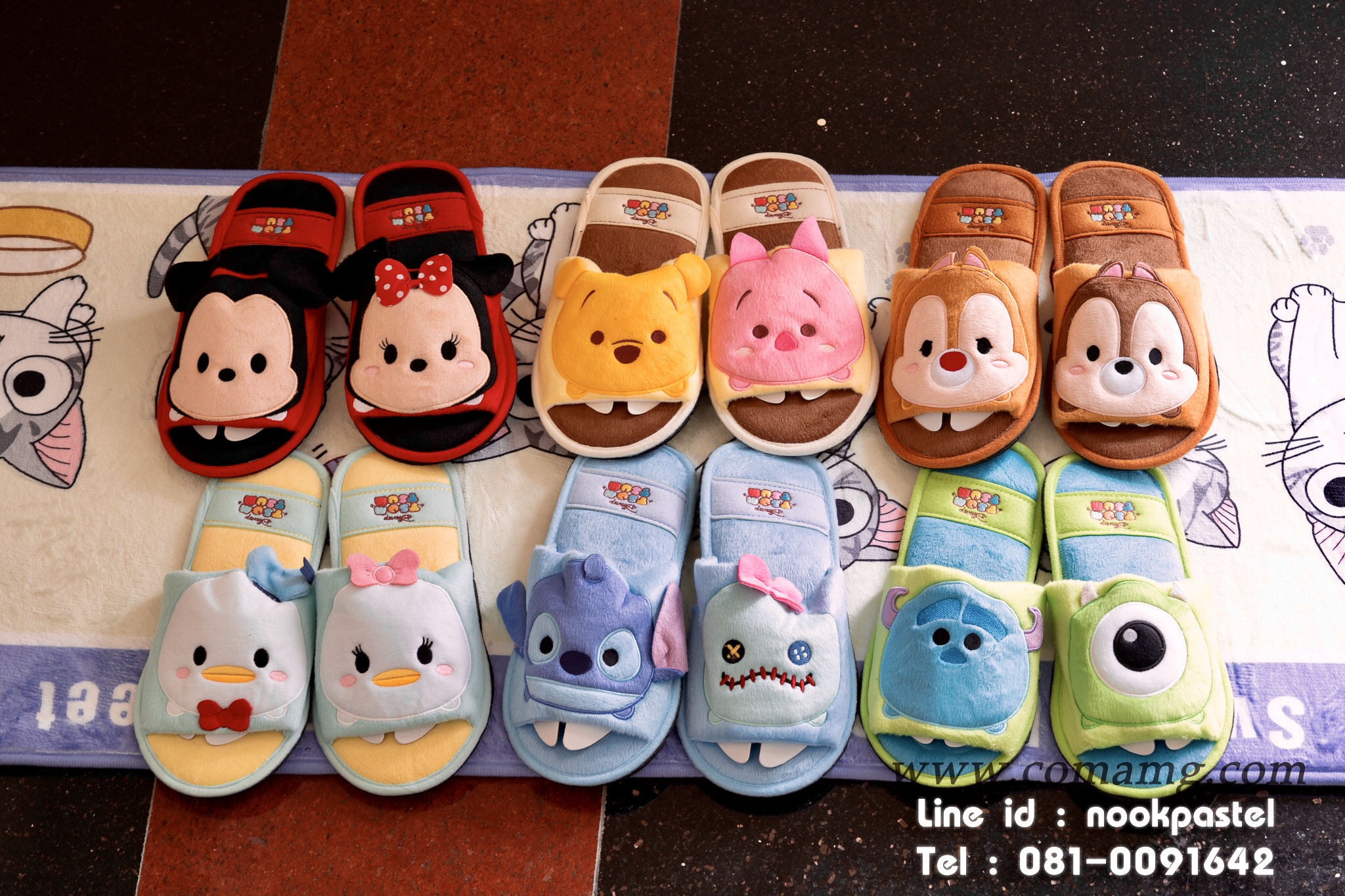 รองเท้าใส่ในบ้าน คิตตี้ โฟรเซ่น หมีพู มิกกี้ โดนันดักส์ ชิบกับเดล สติช พิกเล็ต มอนเตอร์ ดิสนี่ย์ (Disney tsum tsum) ลิขสิทธิ์แท้