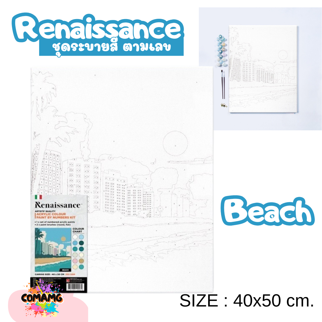 Renaissance ชุดแคนวาส ชุดระบายสีตามเลข Paint by Number Kit Size 40x50 cm. พร้อมส่ง