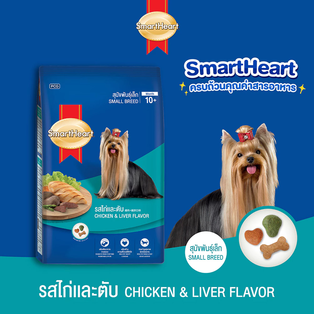 (3ถุงราคาพิเศษ) SmartHeart PACK สมาร์ทฮาร์ท อาหารสำหรับสุนัข ขนาด 1 KG