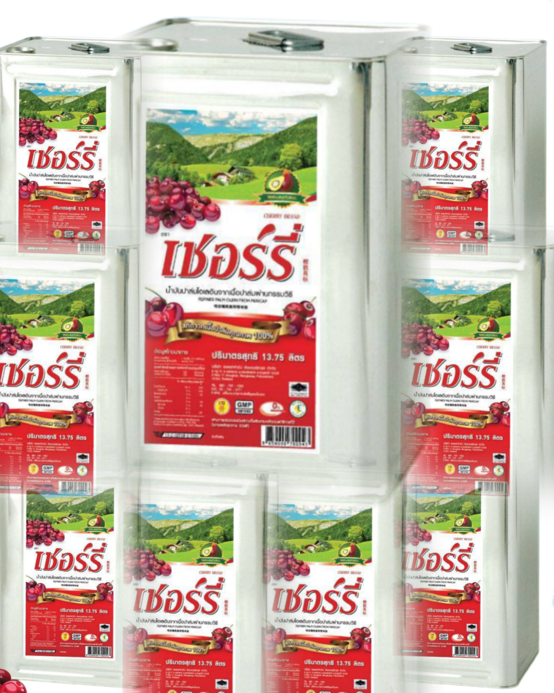 น้ำมันปาล์ม18ลิตรปิ้บเชอร์รี่
