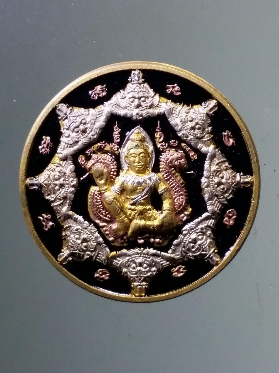 รหัสสินค้า จตุคามรามเทพ 272 พระเทวราชโพธิสัตว์จตุคามรามเทพ รุ่น เสริมทรัพย์ เสริมบารมี เหรียญสามกษัตริย์ลงยาดำ