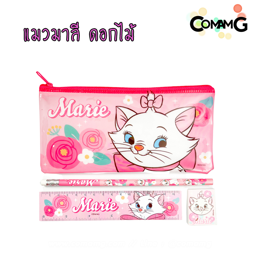 กระเป๋าดินสอ+ดินสอ+ยางลบ ไม้บรรทัด ชุดเครื่องเขียนพร้อมอุปกรณ์การเรียน เซ็ต4ชิ้น ลายการ์ตูนลิขสิทธิ์แท้