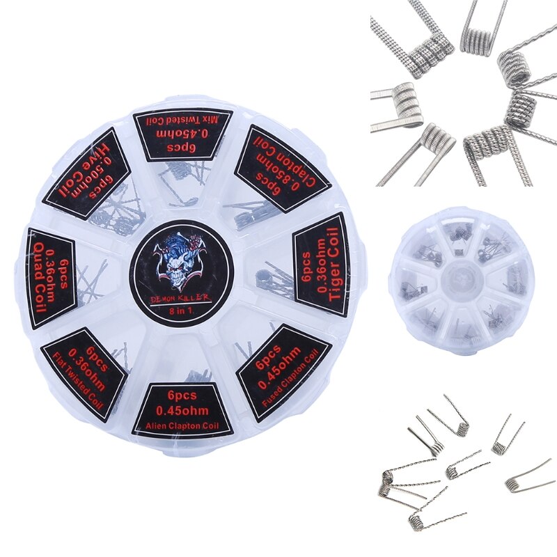 48ชิ้น/เซ็ตPre Built Coils RTA RDAแบนTwisted Fused Clapton Quad Hive Alien แกน 3