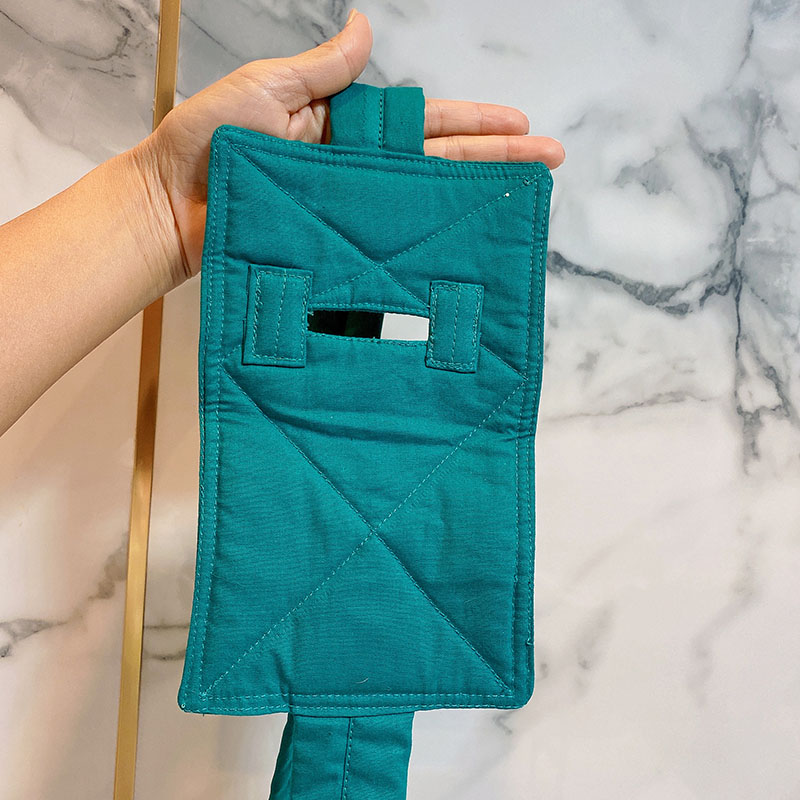 ผ้าผูกข้อมือผู้ป่วย ผ้าเขียวมัดตรึงคนไข้บุด้วยฟองน้ำ เย็บตะเข็บคู่ บุฟองน้ำ ไม่บาดผิว ผ้าโรงพยาบาลCotton100%