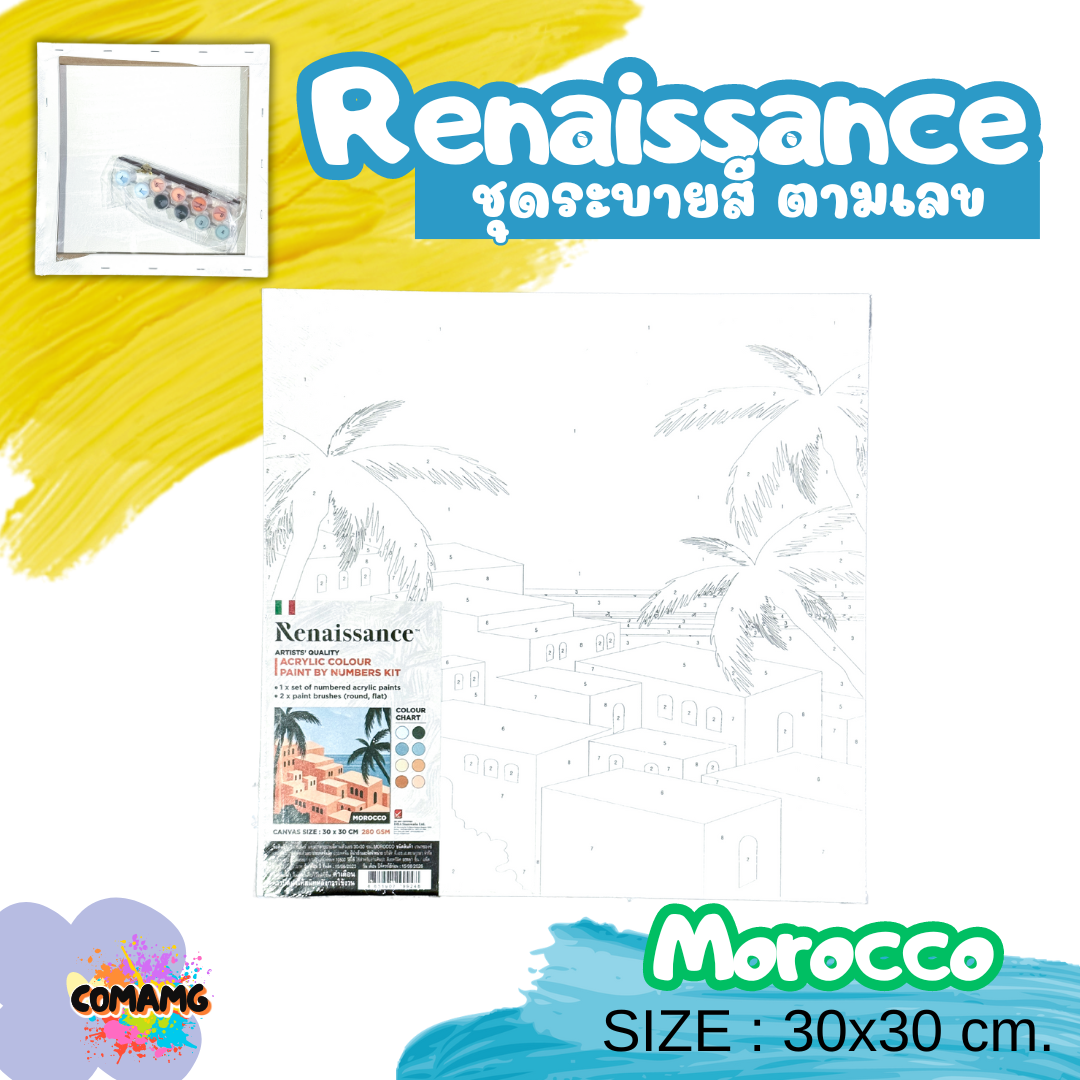 Renaissance ชุดแคนวาส ชุดระบายสีตามเลข Paint by Number Kit Size 30x30 cm. พร้อมส่ง