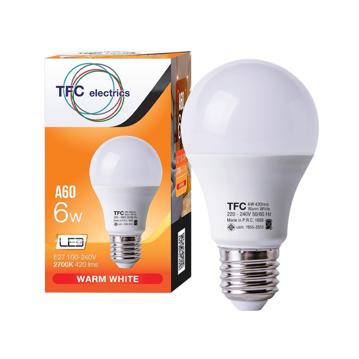 TFC หลอด LED 6W E27 WARM WHITE