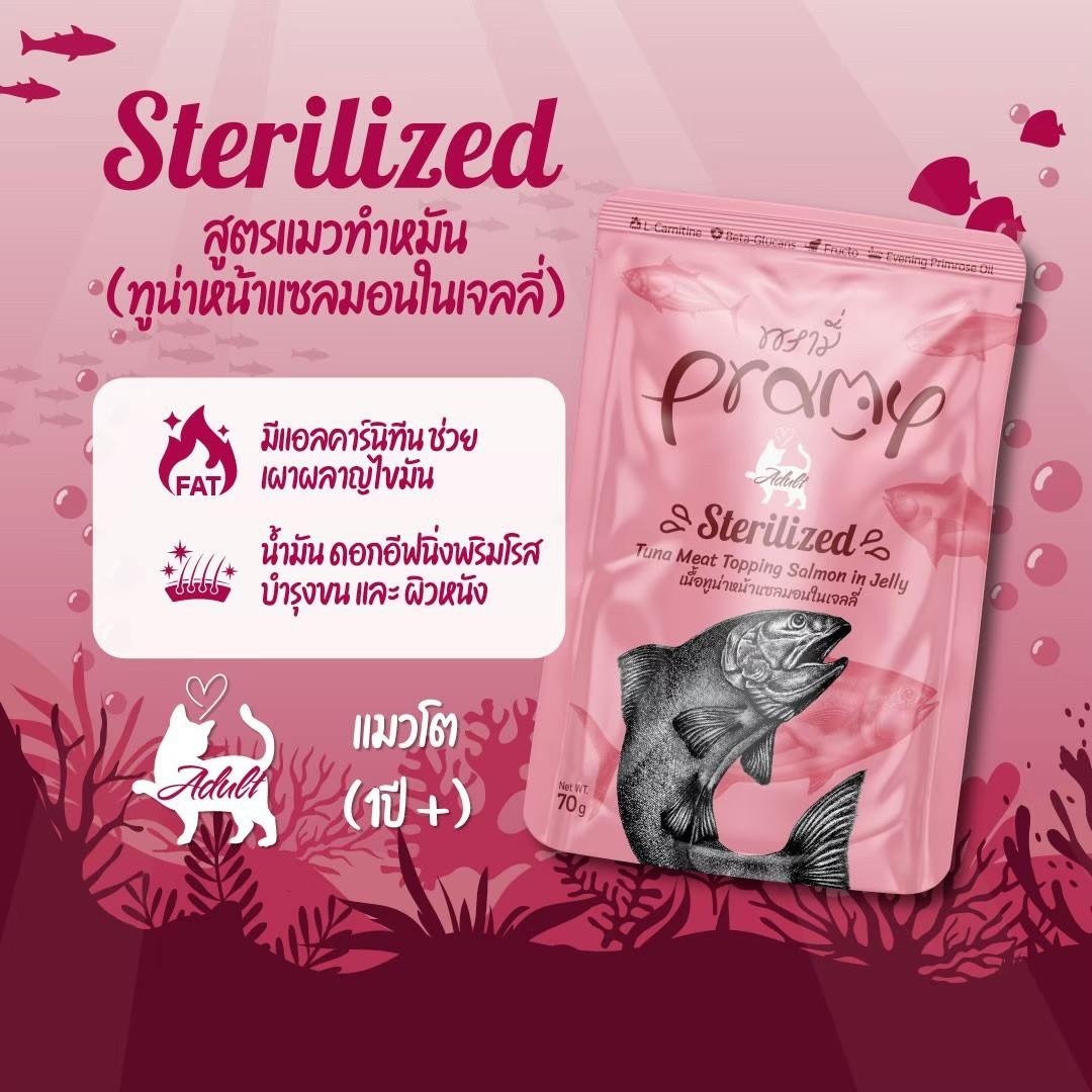 PRAMY พรามี่ อาหารเปียกแมว สูตรใหม่ ขนาด 70 กรัม (โหล 12 ซอง)