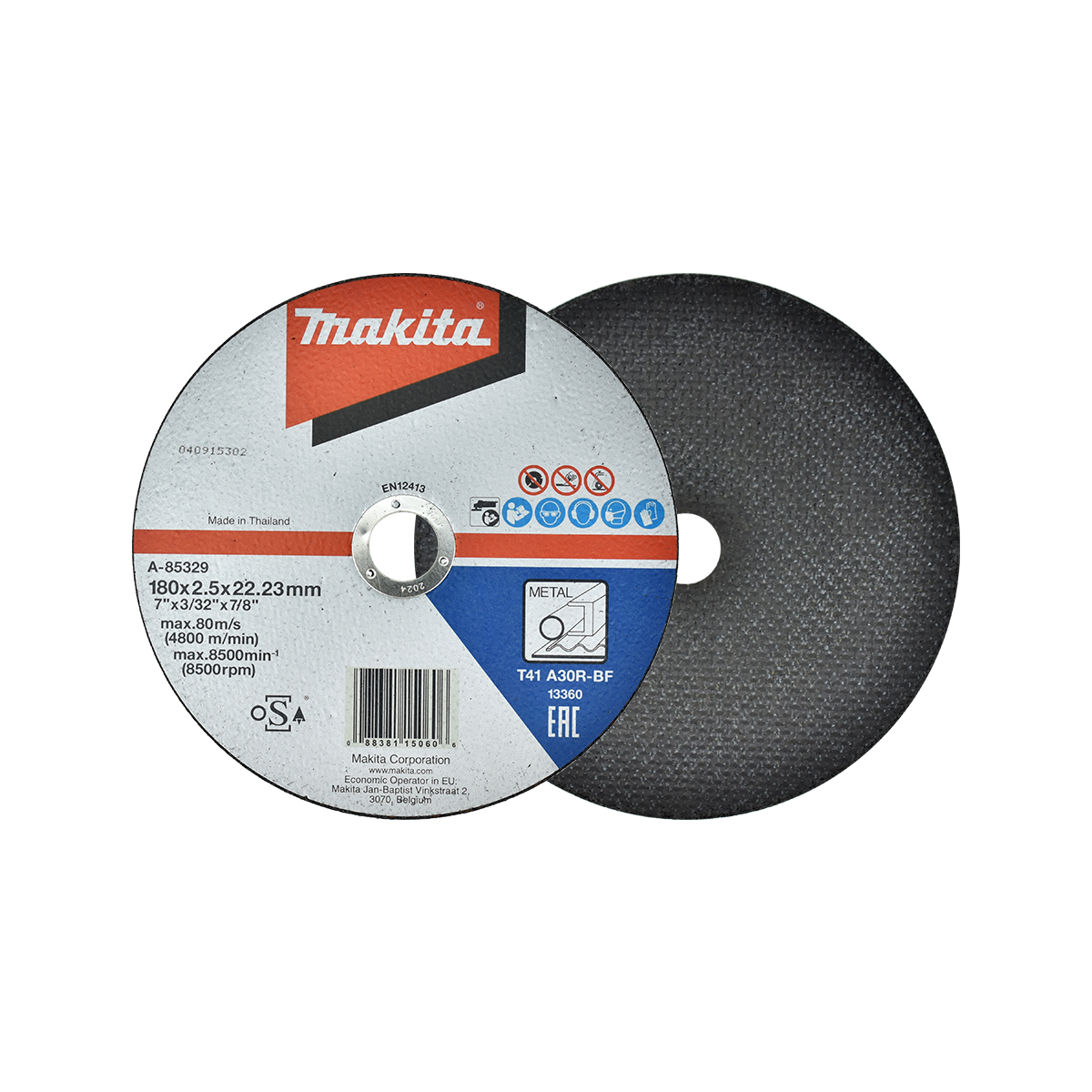 Makita แผ่นตัดเหล็ก 7" (180x2.5x22mm.) A-85329