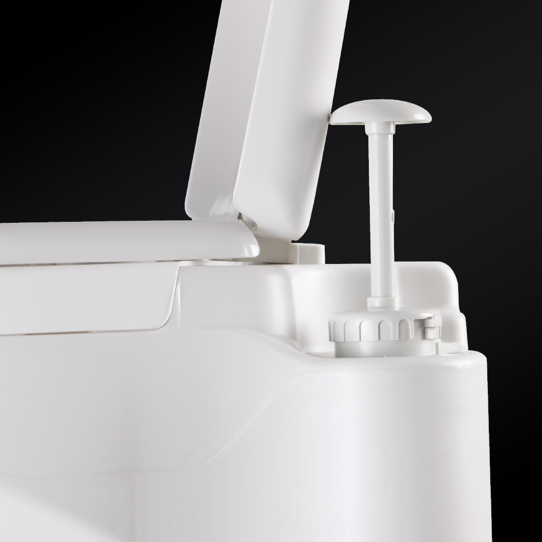 สุขาเคลื่อนที่รุ่น Premium Pro Stainless ฝารองนั่งแบบวงรี ความจุน้ำสะอาด 17 ลิตร ความจุของเสีย 24 ลิตร ฟรีสายฉีดชำระ