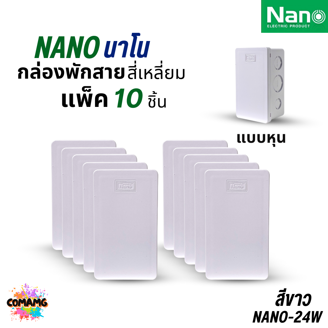 (ยกแพ็ค 10ชิ้น) NANO กล่องพักสายแบบมิล แบบหุน NANO-24 2x4 สีขาว สีดำ / NANO-44W 4x4 สีขาว สีดำ พร้อมส่ง