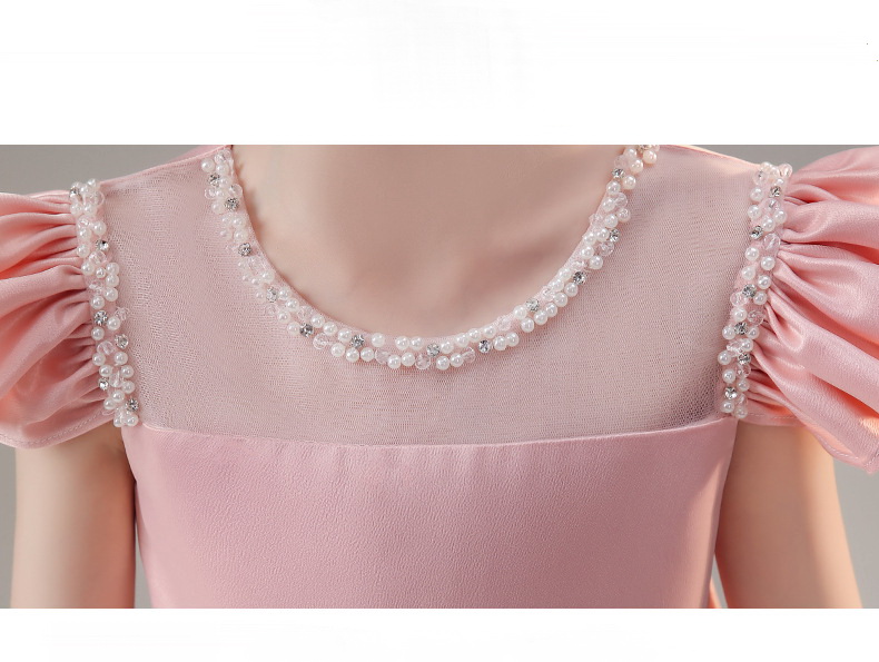 Gd4049- พร้อมส่งจากไทย ชุดราตรีเด็กสีชมพู ชุดออกงานเด็กหญิงทรงสั้น ทรงสวยหวาน มีระบายแขน ลุคคุณหนูสุดน่ารัก สำหรับเด็กเล็ก-เด็กโต