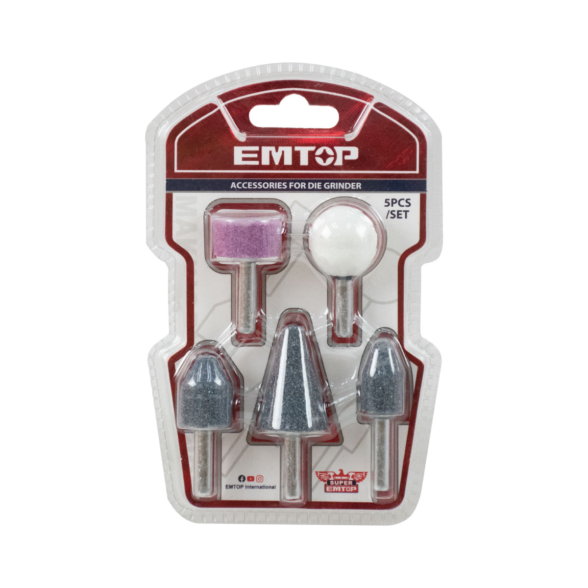 EMTOP ชุดหินเจียร ไนแกน 6mm. (5ชิ้น/ชุด) EAKB0502