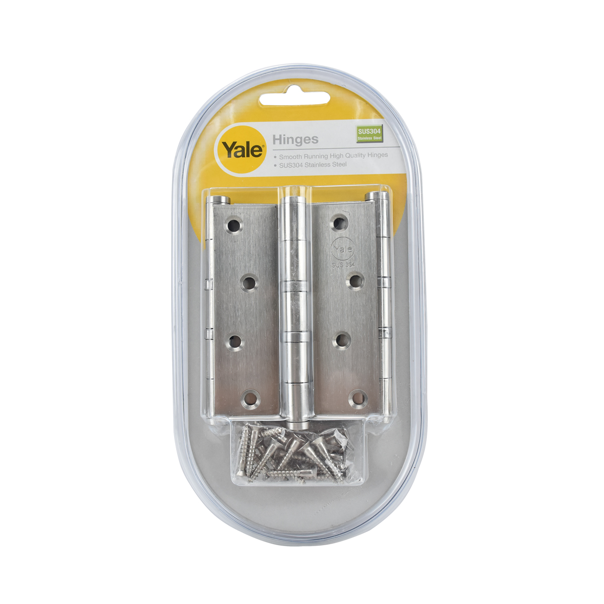 YALE บานพับประตู SL4325BBP3 สแตนเลสแท้ (SUS304) 2 แหวนลูกปืน 4"x3"x2.5มม. บรรจุ3