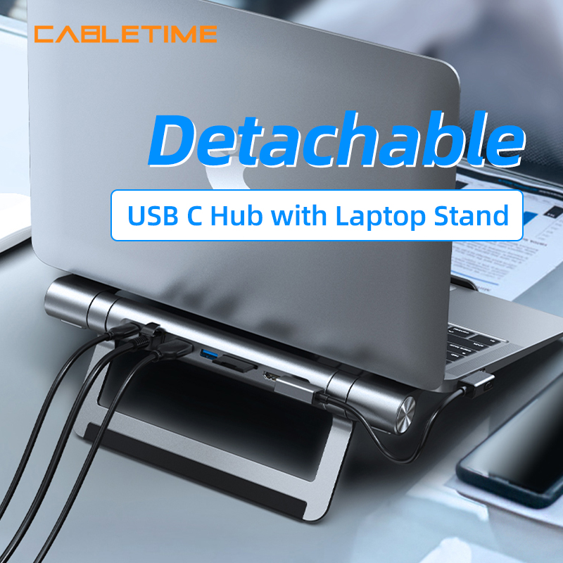 CABLETIME แท่นวางโน๊ตบุ๊ค 7-in-1 Multiport USB-C Hub with Laptop Stand
