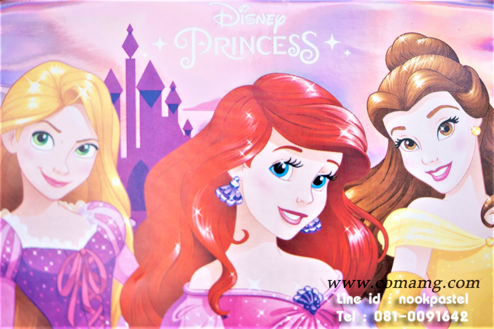 กระเป๋าใส่ดินสอลายเจ้าหญิงแอเรียล&ราพันเชล&เบล(Disney Princess) ลิขสิทธิ์แท้