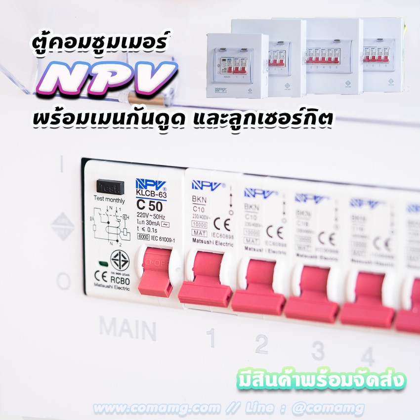 ตู้คอนซูมเมอร์ NPV กันดูด RCBO พร้อมลูกเซอร์กิต ตู้consumer unit