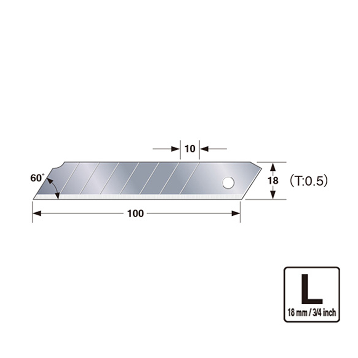 TAJIMA ใบมีดคัตเตอร์ขนาด 18mm LCB-50 (10ใบ/แพค)
