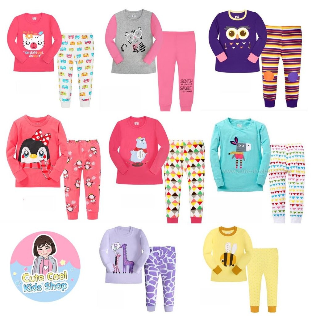LGLP ชุดนอนเด็กผู้หญิง เนื้อผ้ายืด บางนิ่ม ใส่สบาย มีไซส์ 2-7Y พร้อมส่งจาก กทม.