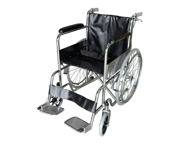 รถเข็นผู้ป่วยโครงเหล็กชุบโครเมี่ยม รุ่นมาตรฐาน มีเบรคมือ CA905H (Wheelchair Series)