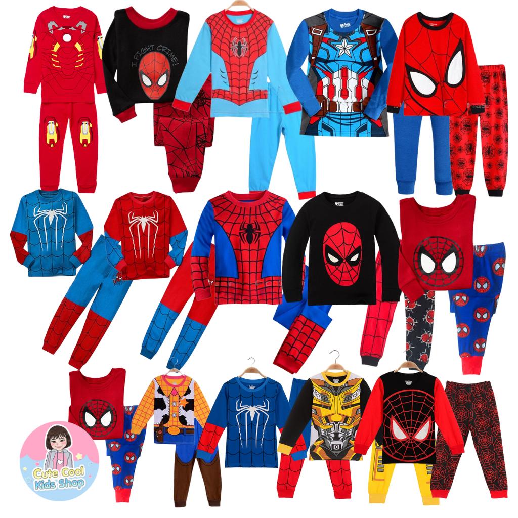 Sup-1 ชุดนอนเด็กผู้ชาย แขนยาวขายาว ลาย Super Hero