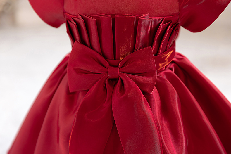 Gd4114- พร้อมส่งจากไทย ชุดออกงานเด็กหญิงสีขาว แขนตุ๊กตา อกจับจีบสวยหรู ผ้าสวยดุจไหม ชุดราตรีเด็กทรงสั้น