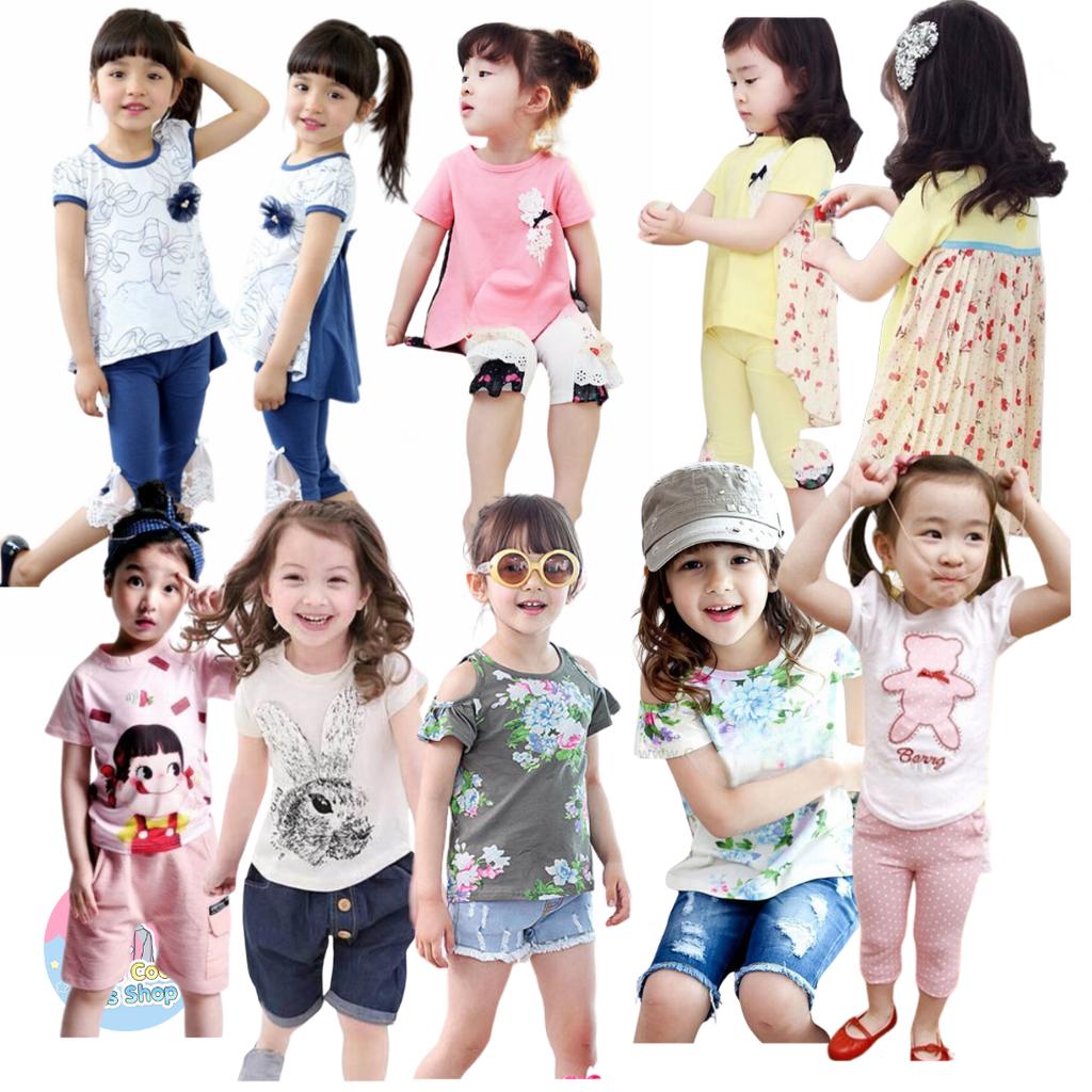 STPG-2 ชุดเซ็ตเด็กผู้หญิง 2 ชิ้น เสื้อแขนสั้น กางเกงขาสั้น มีขนาด 1-7 ขวบ
