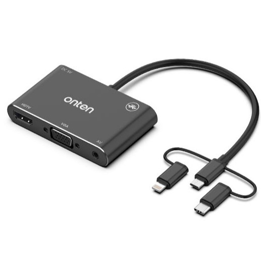 ตัวแปลงสัญญาณ OTN-7585B (มี 3 หัว Type-c / Lightning / Micro USB to HDMI VGA)