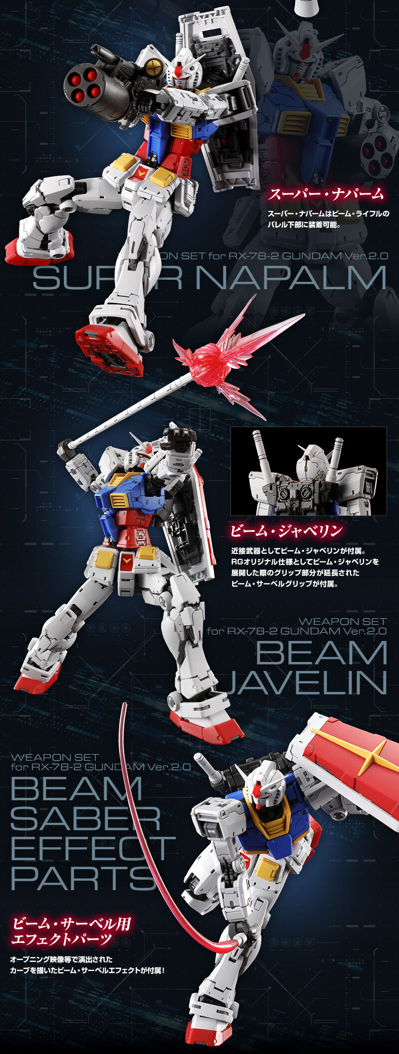 กันดั้ม Bandai Spirits Gunpla Premium Bandai Hobby Online Shop Limited RG 1/144 Weapon Set for RX-78-2 Gundam Ver.2.0