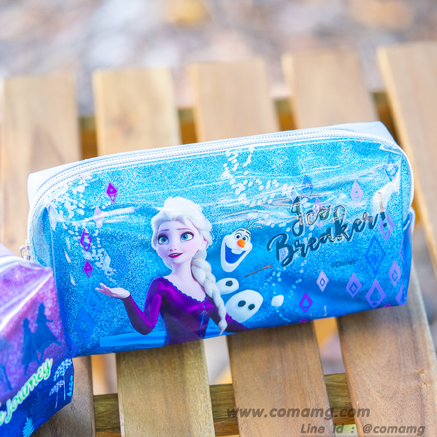 กระเป๋าดินสอเอลซ่า&อันนา หนังแก้วกากเพรช ทรงสี่เหลี่ยม