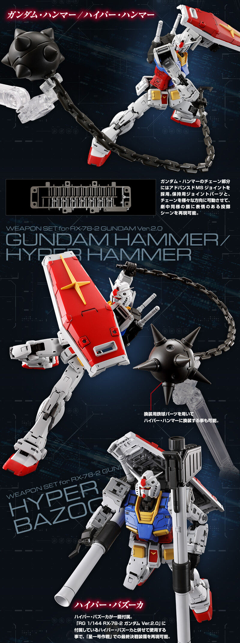 กันดั้ม Bandai Spirits Gunpla Premium Bandai Hobby Online Shop Limited RG 1/144 Weapon Set for RX-78-2 Gundam Ver.2.0