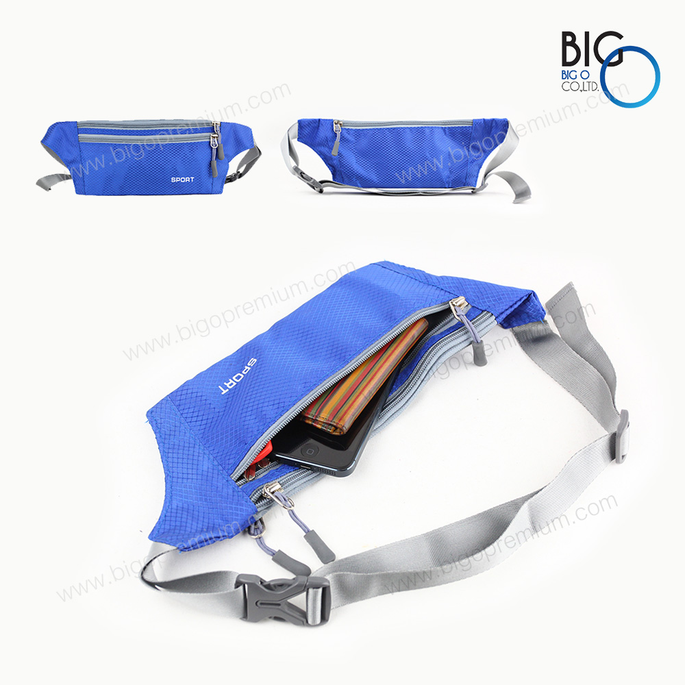 กระเป๋าคาดเอวสปอร์ต 3 ซิป สีพื้น