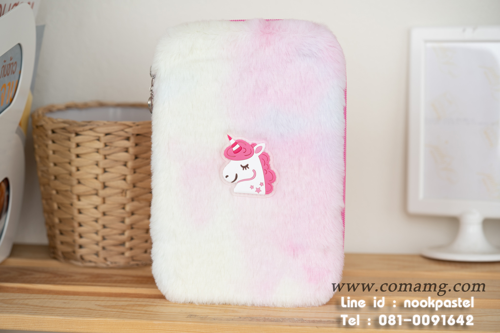 กระเป๋าใส่เครื่องเขียนผ้าขนตุ๊กตา ม้ายูนิคอน