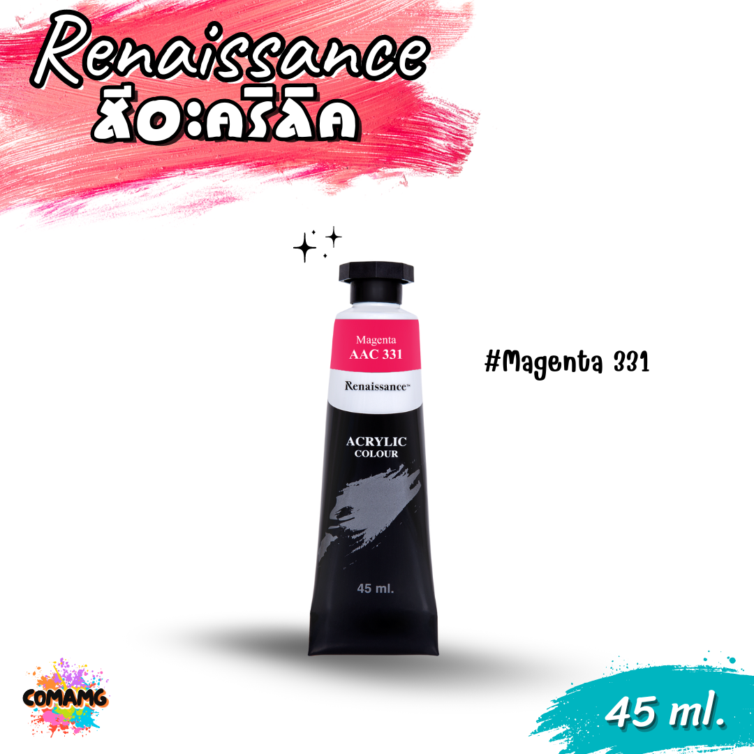 Renaissance Artists acrylic color สีอะคริลิค ขนาด 45 ml. กันน้ำ สีเพ้นท์ไม้ เพ้นท์รองเท้า เพ้นท์ผ้า เรนาซองซ์