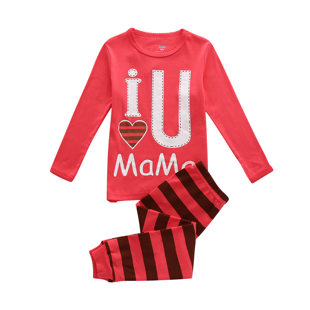 L-KAG-048 ชุดนอนเด็ก สีแดง I Love you Mama